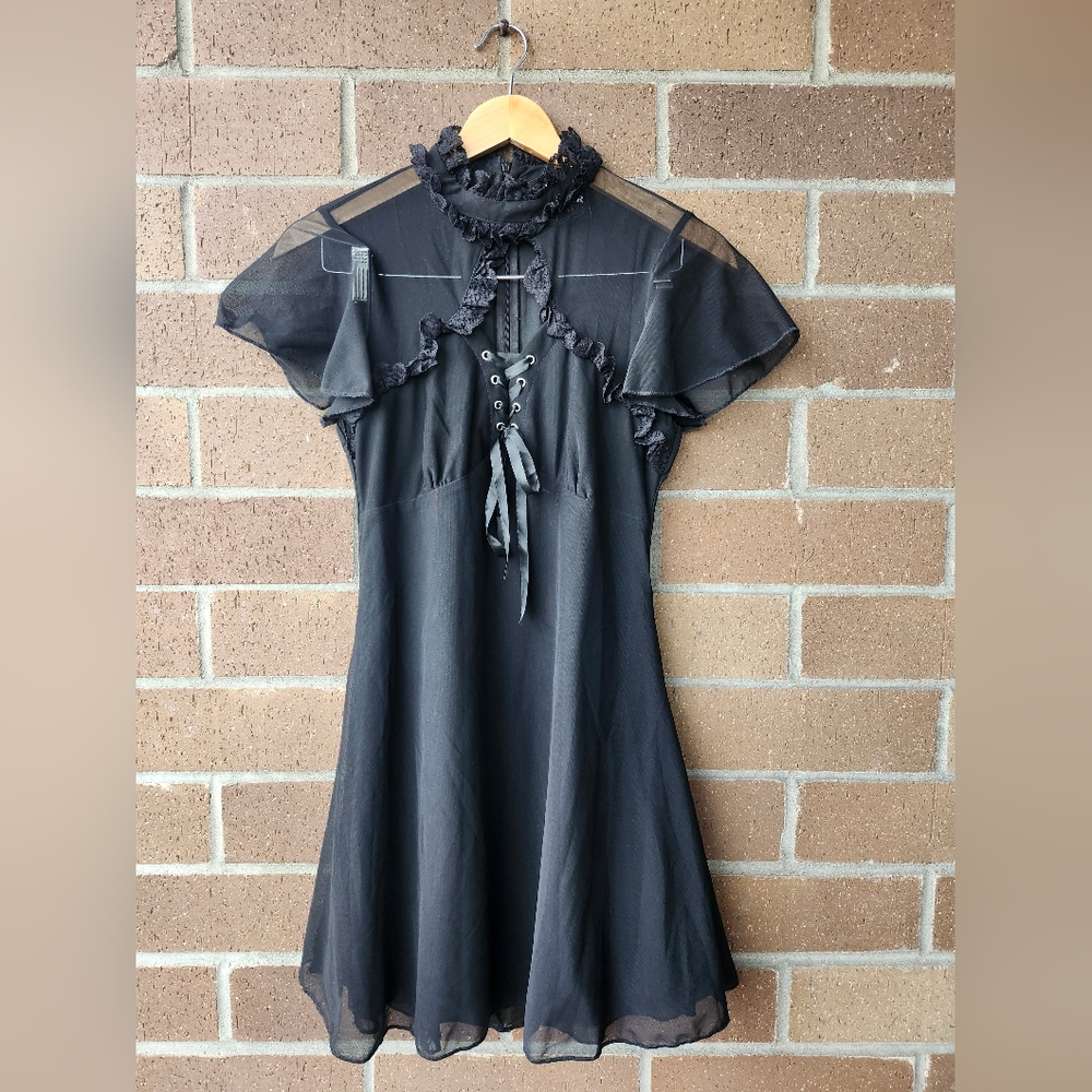 Elegant Black Killstar Dress with Lace Details